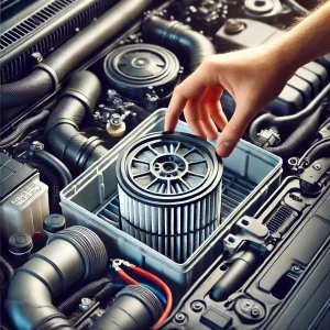 車のエアコンフィルターを外して内部を確認しているリアルな写真。エアコン内部の構造が見える。