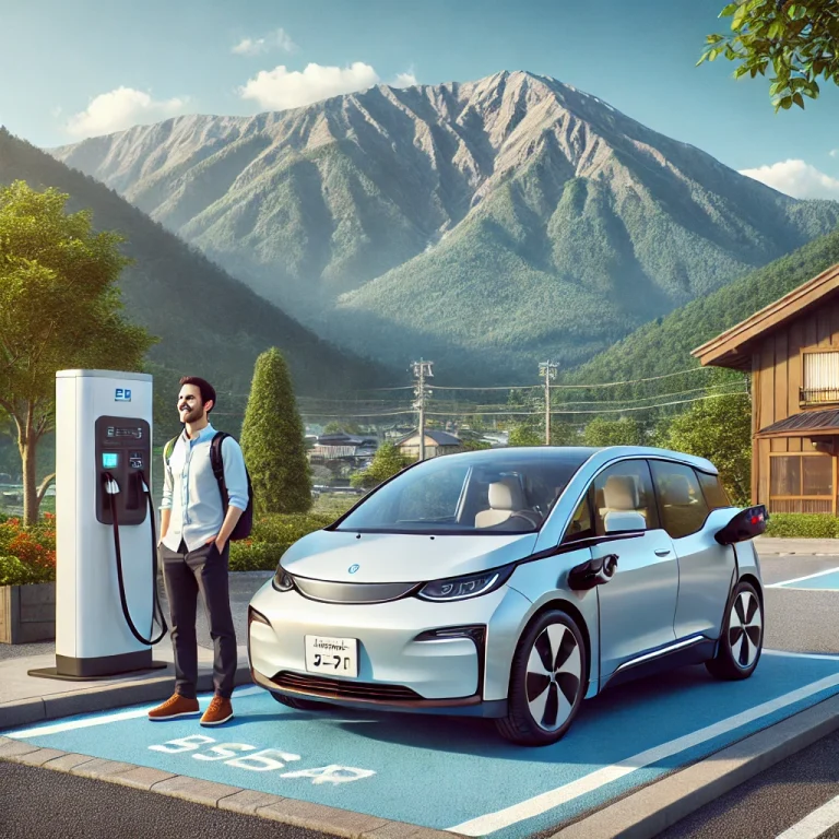 日本の充電ステーションでEVを充電する様子