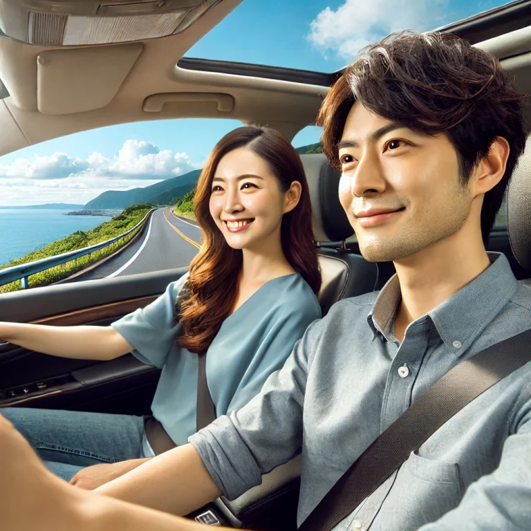 ドライブデートを楽しむ恋人の2人