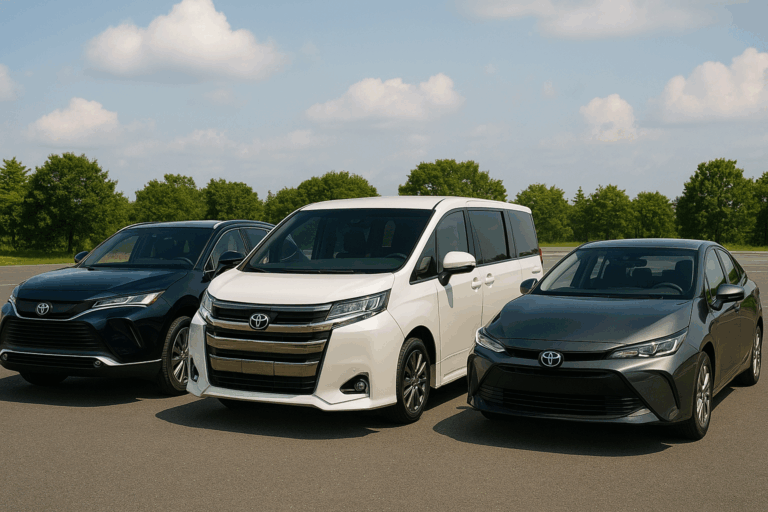 長距離ドライブに最適な車を並べた構成写真、SUV・ミニバン・セダンが揃う