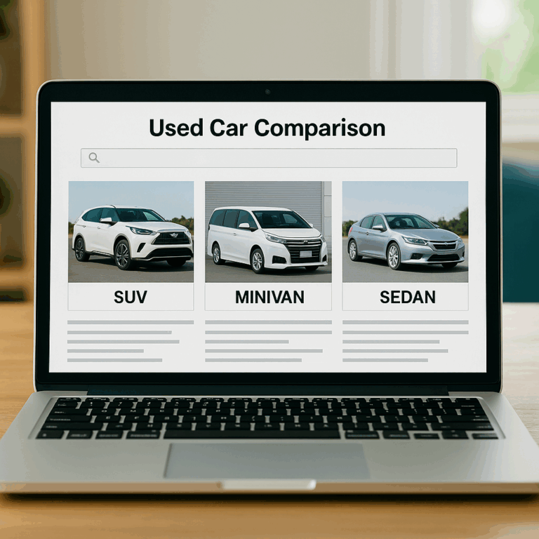 カーセンサーなどの中古車比較サイトを閲覧するPC画面