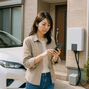 車に電気をチャージ