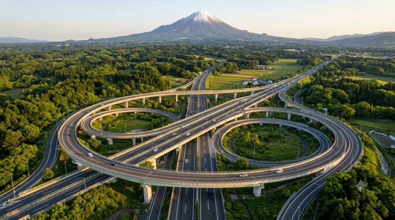 山陰の交通の要衝・米子ジャンクション。山陰道と米子道が交差するこの地点は、山陰地方の南北と東西を繋ぐ最も重要な結節点である。